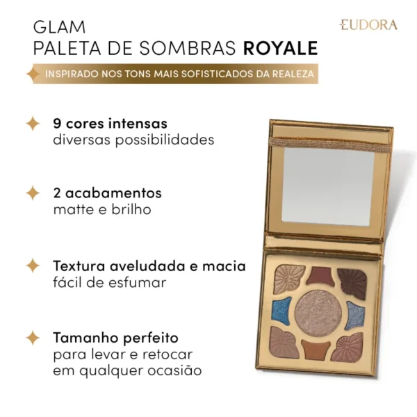 Combo Glam Paleta Royale 7g + Batom Cremoso Rosa Queimado 3,6g 5