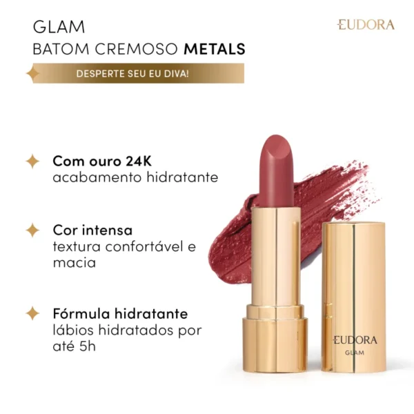 Combo Glam Paleta Royale 7g + Batom Cremoso Rosa Queimado 3,6g 5
